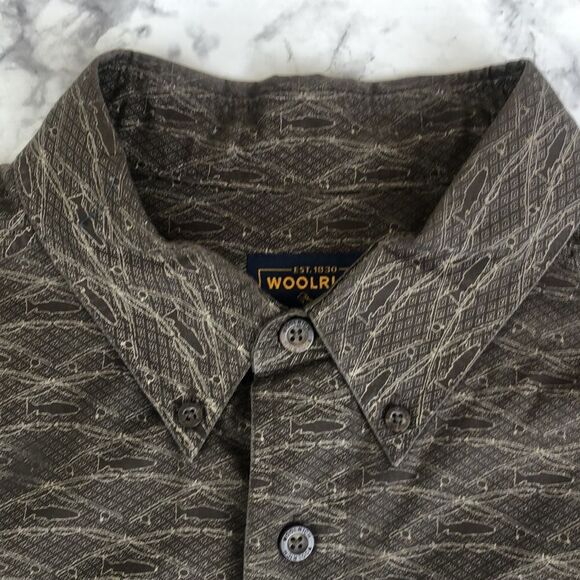 Woolrich Brown Vison Fish Fishing Rods Long Sleeve Button Down Shirt - Size XL - Picture 4 of 15